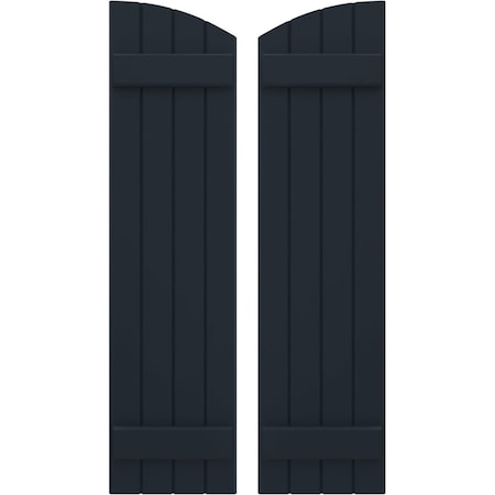 Americraft 4-Board (2 Batten) Wood Joined Board-n-Batten Shutters W/ Ellipt Top, ARW101BE414X43OBH